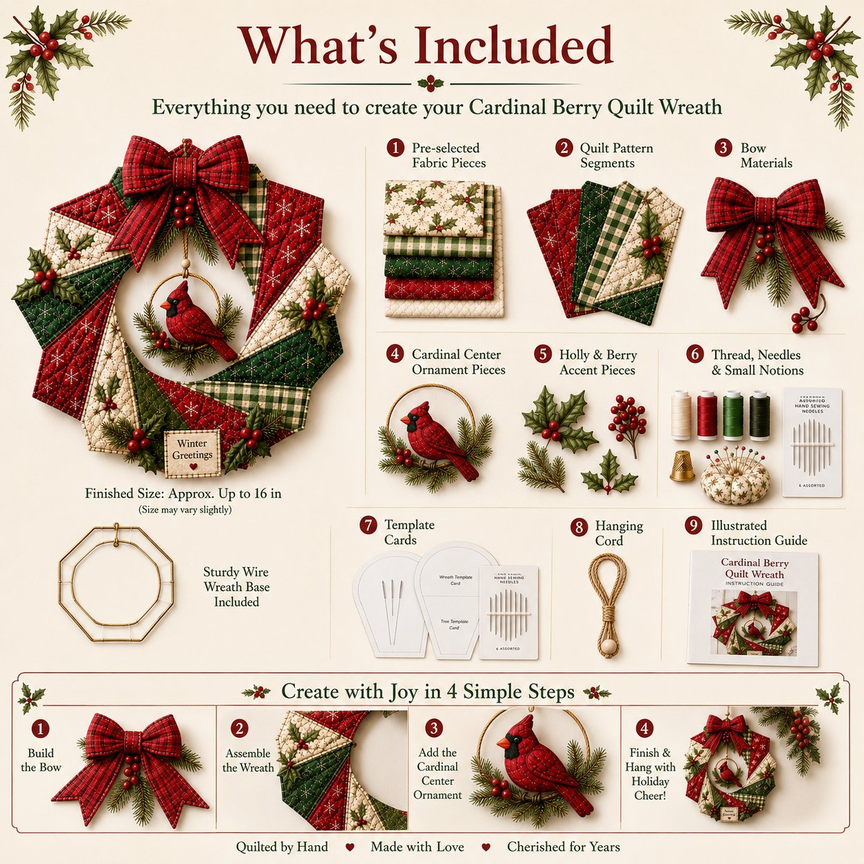 🔥LAST DAY 50%🔥🎄Beginner-Friendly DIY Christmas Fabric Wreath Kit Collection 💕