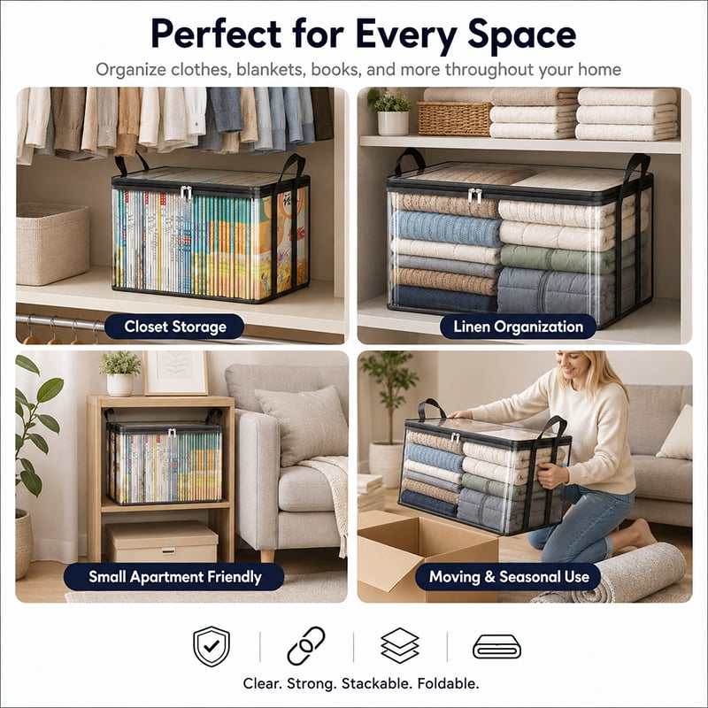 🎁 Hot Sale 49% OFF📦Large Heavy-Duty Thick Plastic Clear Storage Bag for Clothes, Moving & Storage