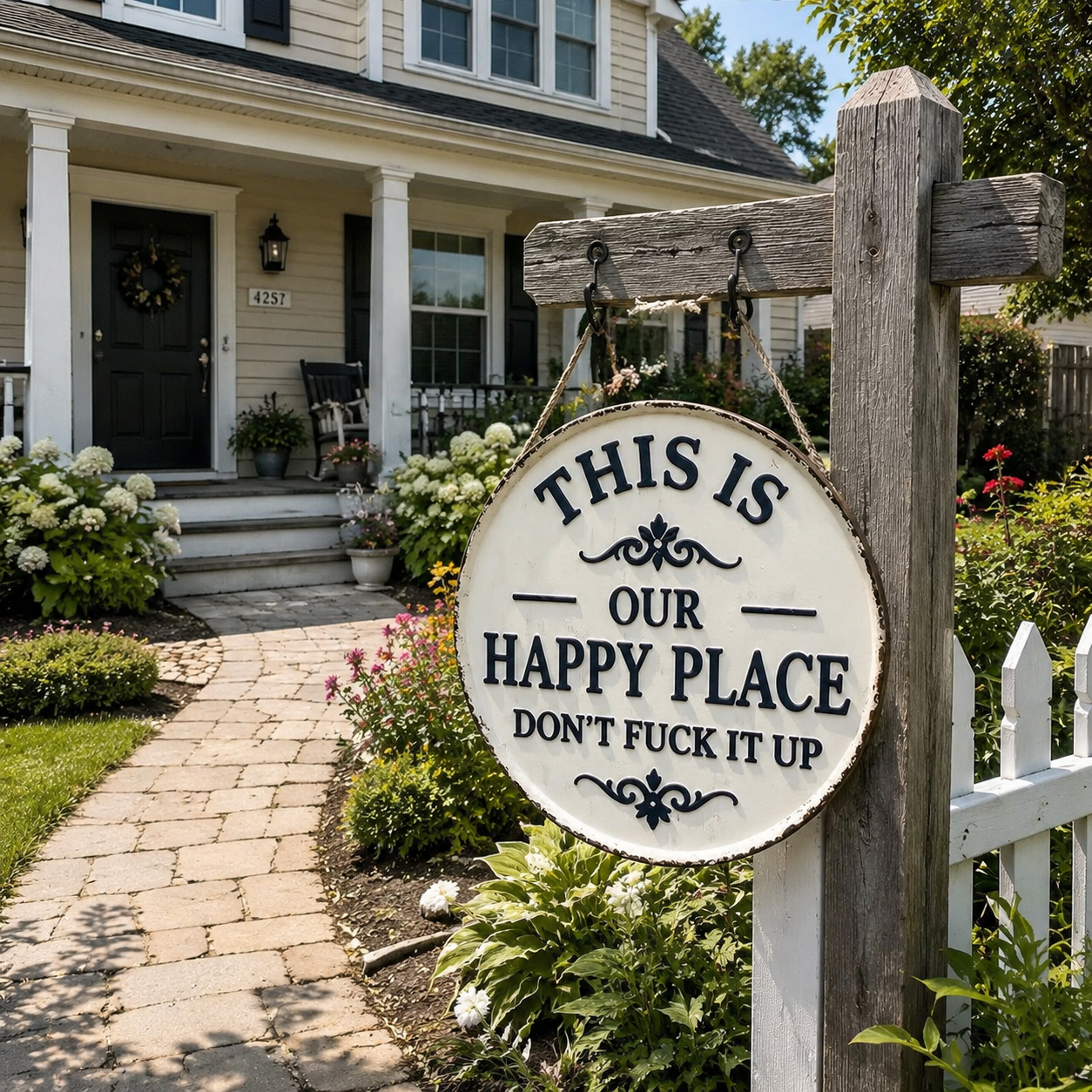 “This Is Our Happy Place” Hanging Sign