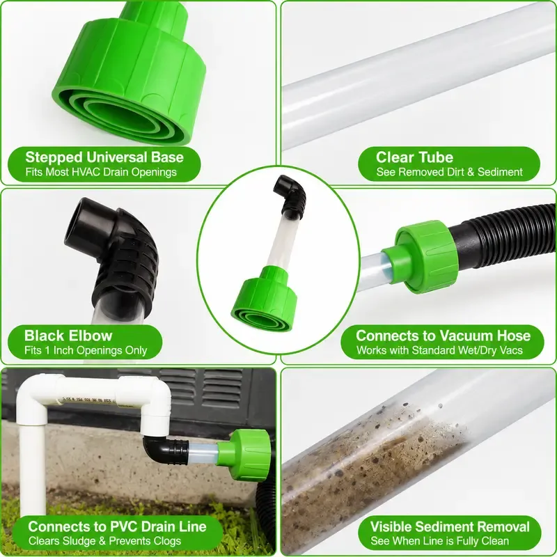 🔥LAST DAY 50% OFF 🔥 HVAC Condensate Drain Line Cleaning Adapter Clear Shop Vac Connector for Fast A/C Drain Clog Removal