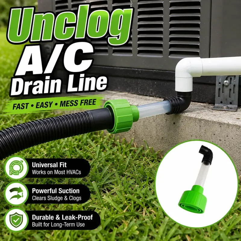 🔥LAST DAY 50% OFF 🔥 HVAC Condensate Drain Line Cleaning Adapter Clear Shop Vac Connector for Fast A/C Drain Clog Removal