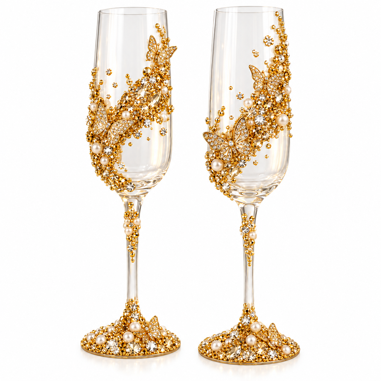 🔥 LAST DAY 50% OFF 🔥 DIY Crystal Rhinestone Butterfly Toast Champagne Flute Kit ✨
