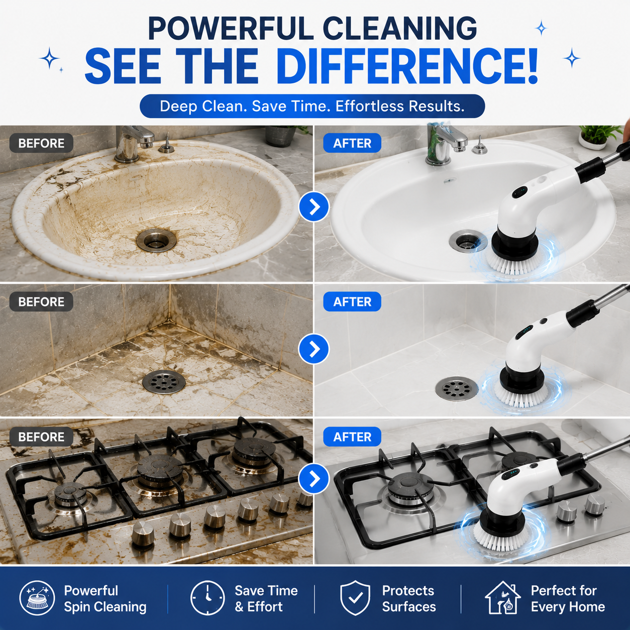 SpinClean™ Cordless Electric Spin Scrubber ——Clean Faster. Scrub Less. Enjoy A Spotless Home Effortlessly.