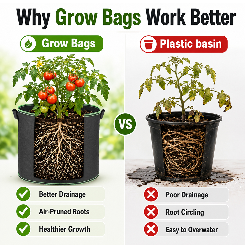 🌱 5-Pack 5 Gallon Grow Bags - Healthier Plants & Better Harvest 🍅