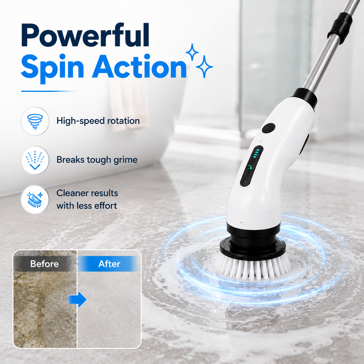 SpinClean™ Cordless Electric Spin Scrubber ——Clean Faster. Scrub Less. Enjoy A Spotless Home Effortlessly.
