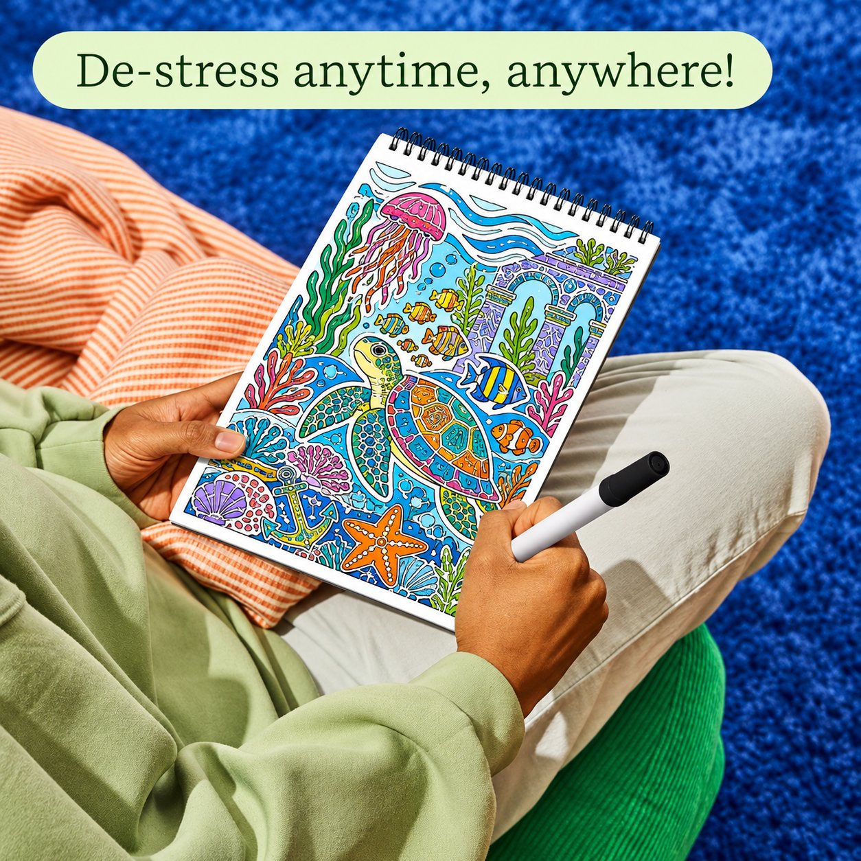 🔥LAST DAY 50% OFF 🌿 Trace-By-Groove Guided Flow Art Coloring Pad with Double-Sided Markers 🎨