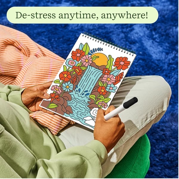 🔥LAST DAY 50% OFF 🌿 Trace-By-Groove Guided Flow Art Coloring Pad with Double-Sided Markers 🎨