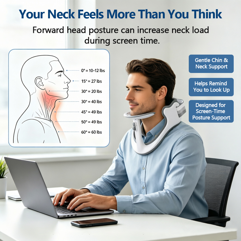 Cervical Neck Traction Device - 28-Level Adjustable Neck Corrector