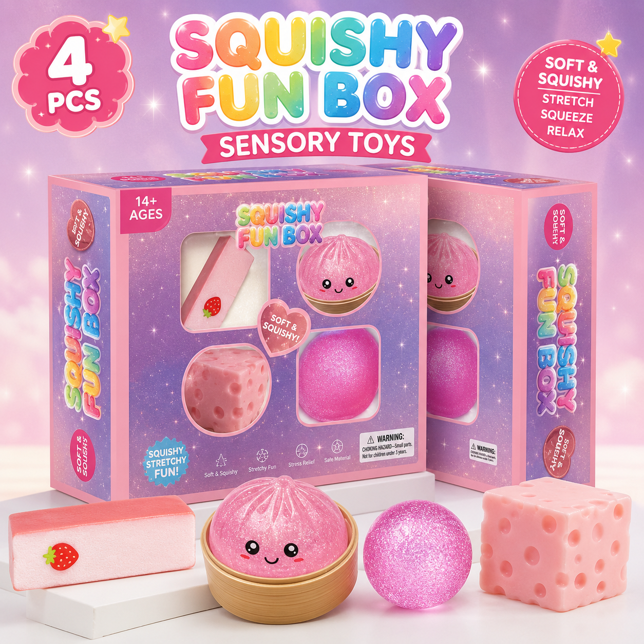 🔥Last Day 50 %OFF🔥Mystery Squishy Gift Box 8Pcs Sensory Stress Relief Fidget Toys for Kids & Adults