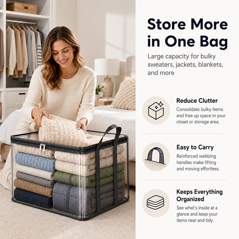 🎁 Hot Sale 49% OFF📦Large Heavy-Duty Thick Plastic Clear Storage Bag for Clothes, Moving & Storage