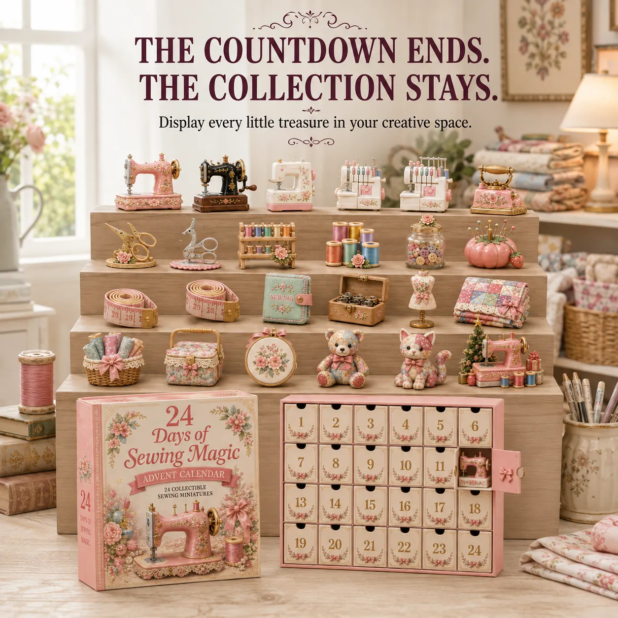 🔥LAST DAY 50% OFF🔥🧵24 Days Of Sewing Magic Advent Calendar | 24 Sewing-Inspired Miniatures for Craft Lovers, Quilters & Handmade Enthusiasts 🎁