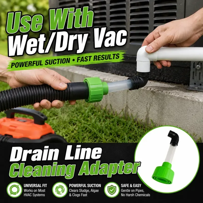 🔥LAST DAY 50% OFF 🔥 HVAC Condensate Drain Line Cleaning Adapter Clear Shop Vac Connector for Fast A/C Drain Clog Removal