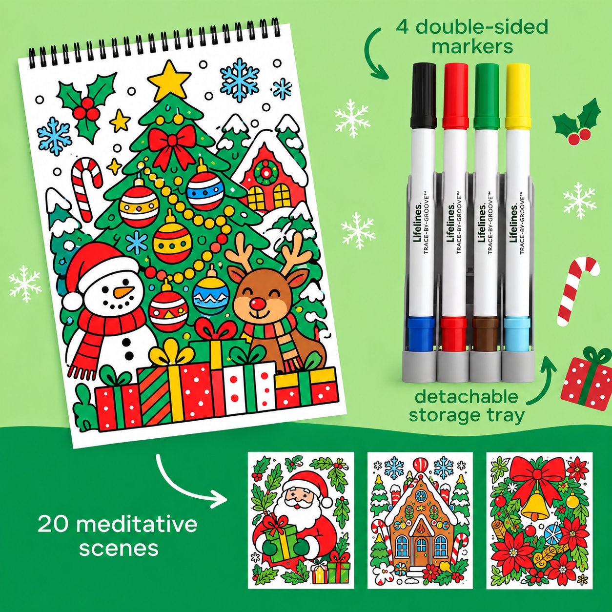 🔥LAST DAY 50% OFF 🌿 Trace-By-Groove Guided Flow Art Coloring Pad with Double-Sided Markers 🎨