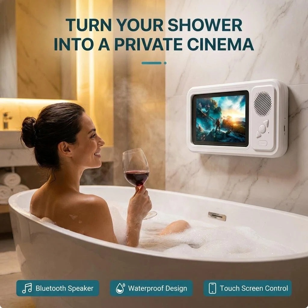 🔥Final Day Clearance 65% OFF🔥Waterproof Shower Bluetooth Speaker with Touch Screen Phone Holder
