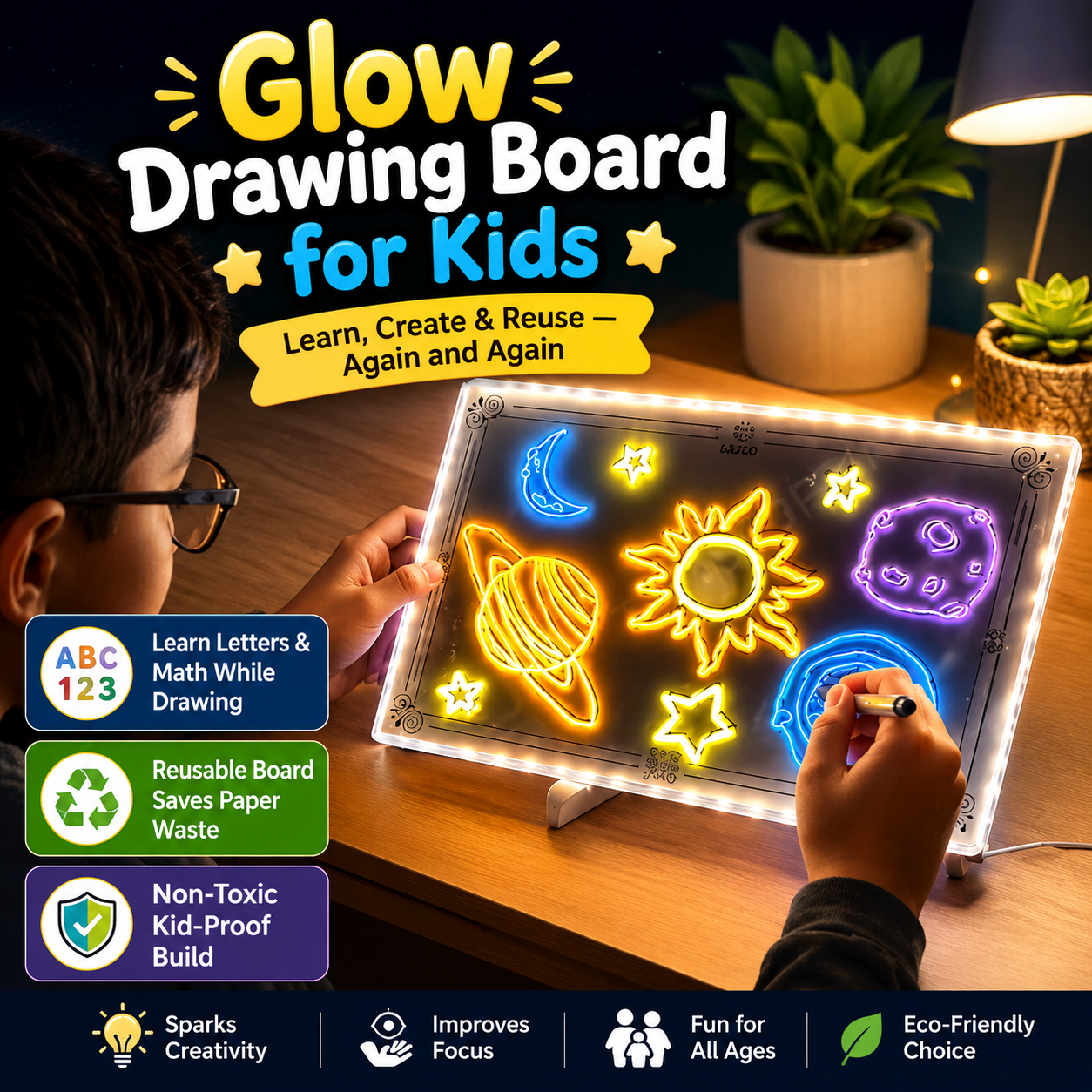 🔥HOT SALE NOW 49% OFF🔥Kids’ Best Friend – Acrylic Glow Drawing Board