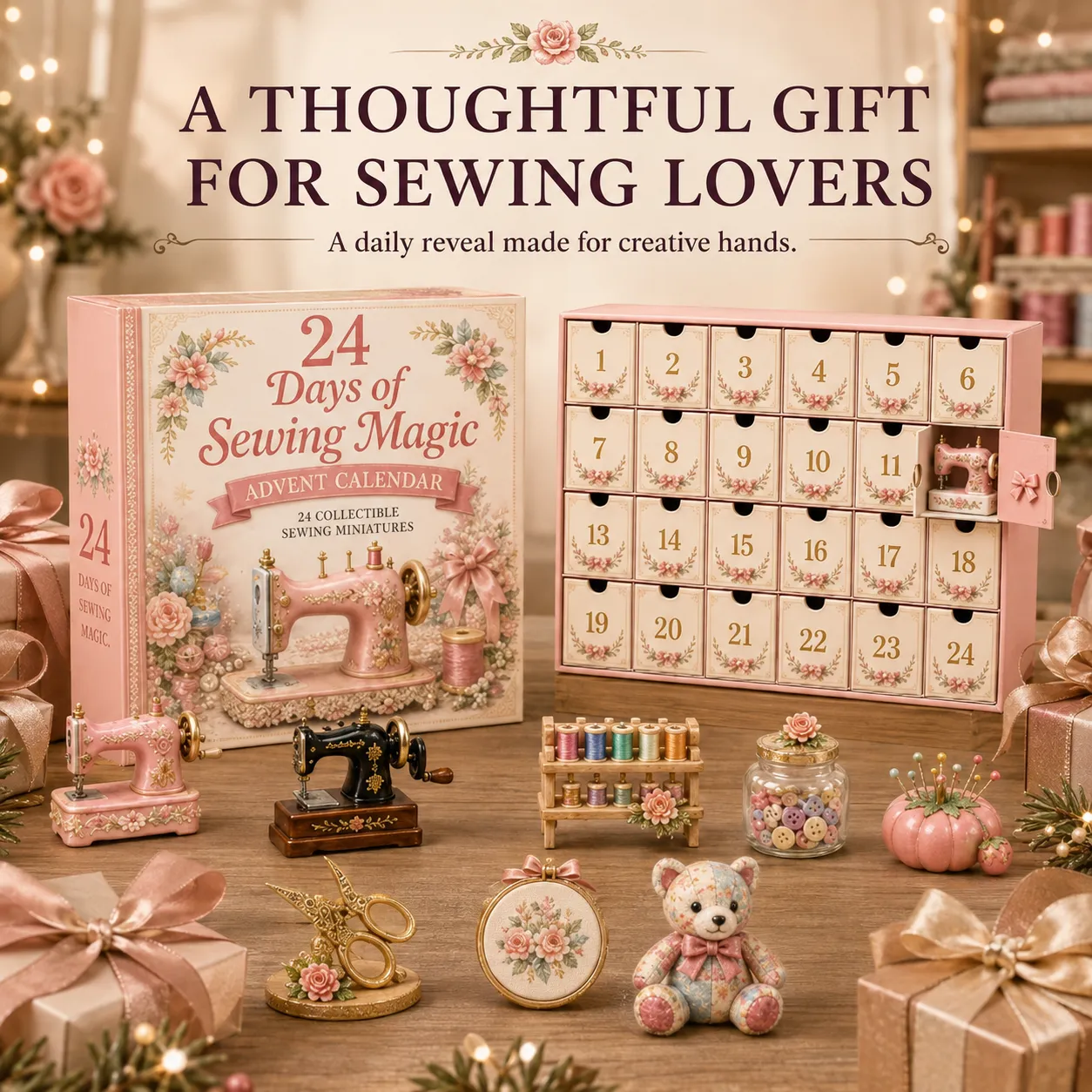 🔥LAST DAY 50% OFF🔥🧵24 Days Of Sewing Magic Advent Calendar | 24 Sewing-Inspired Miniatures for Craft Lovers, Quilters & Handmade Enthusiasts 🎁