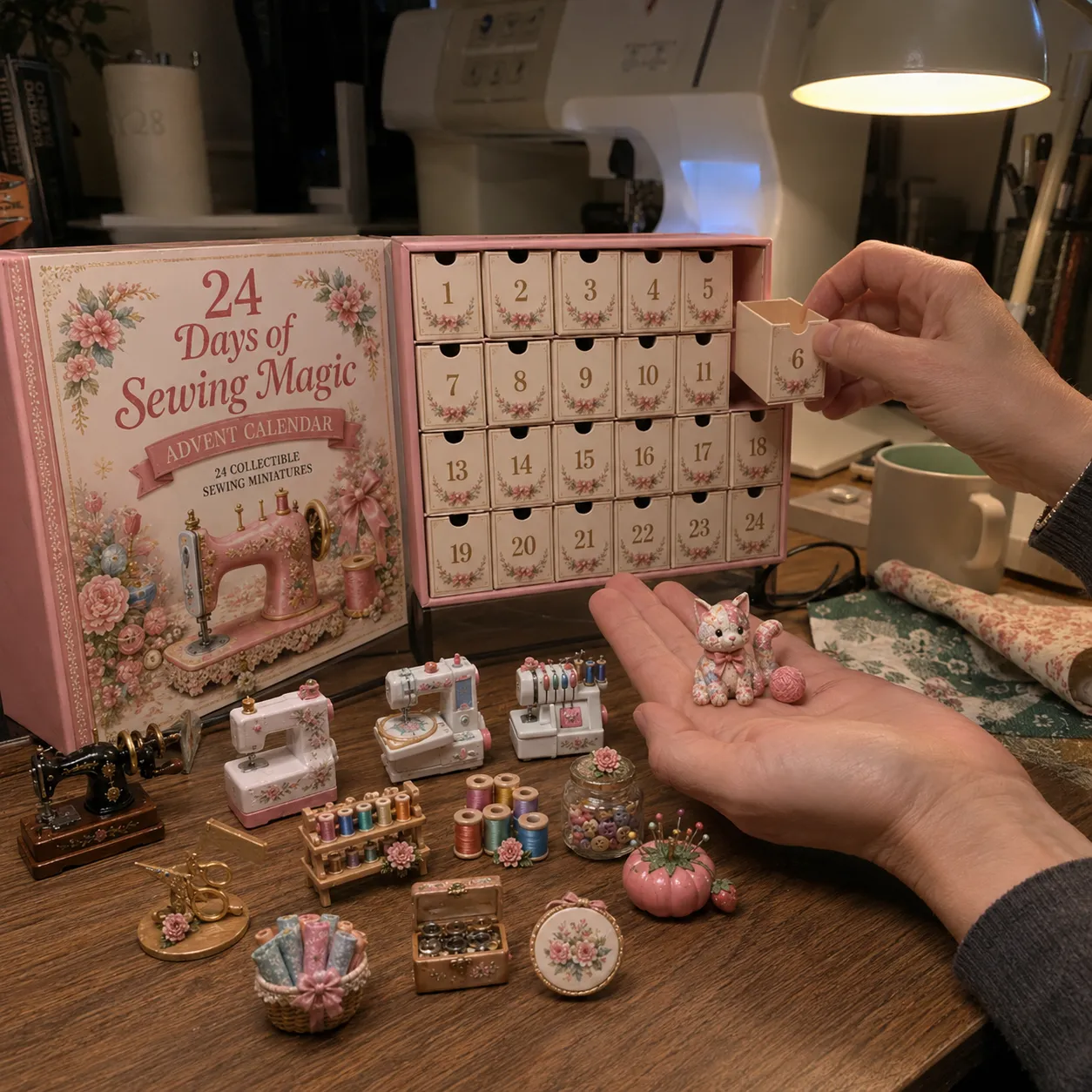 🔥LAST DAY 50% OFF🔥🧵24 Days Of Sewing Magic Advent Calendar | 24 Sewing-Inspired Miniatures for Craft Lovers, Quilters & Handmade Enthusiasts 🎁