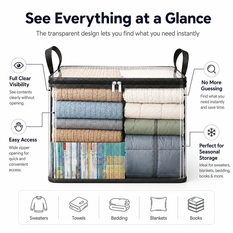 🎁 Hot Sale 49% OFF📦Large Heavy-Duty Thick Plastic Clear Storage Bag for Clothes, Moving & Storage