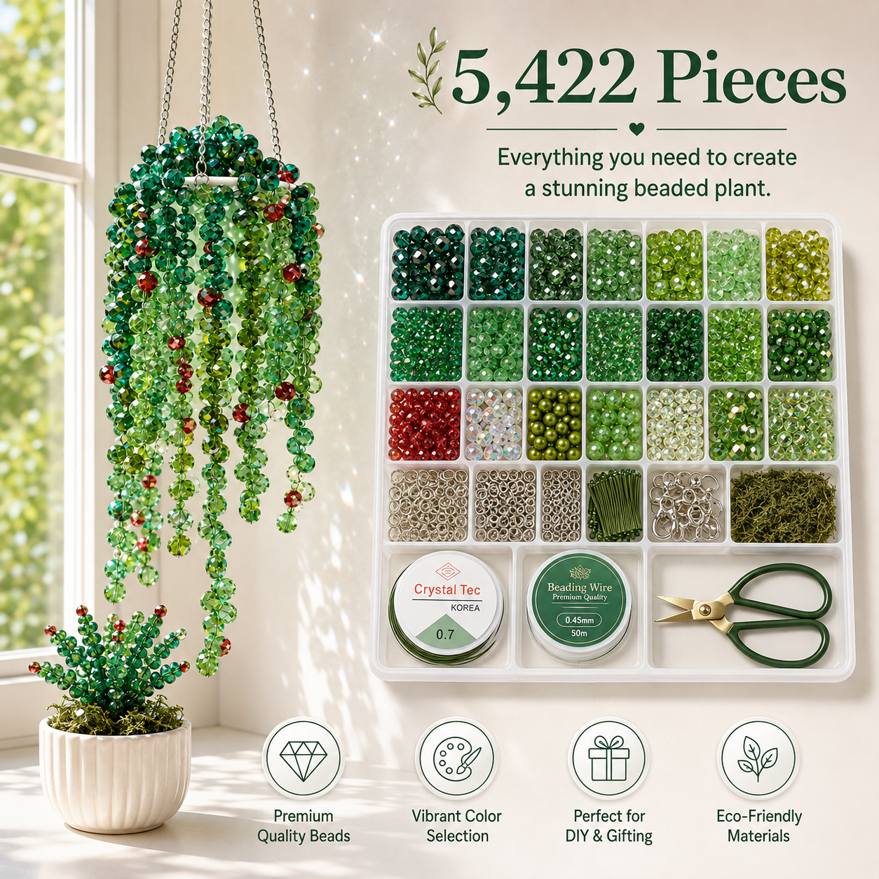 🔥 LAST DAY 50% OFF 🔥 Extra-Full Crystal Beaded Hanging Plant Suncatcher