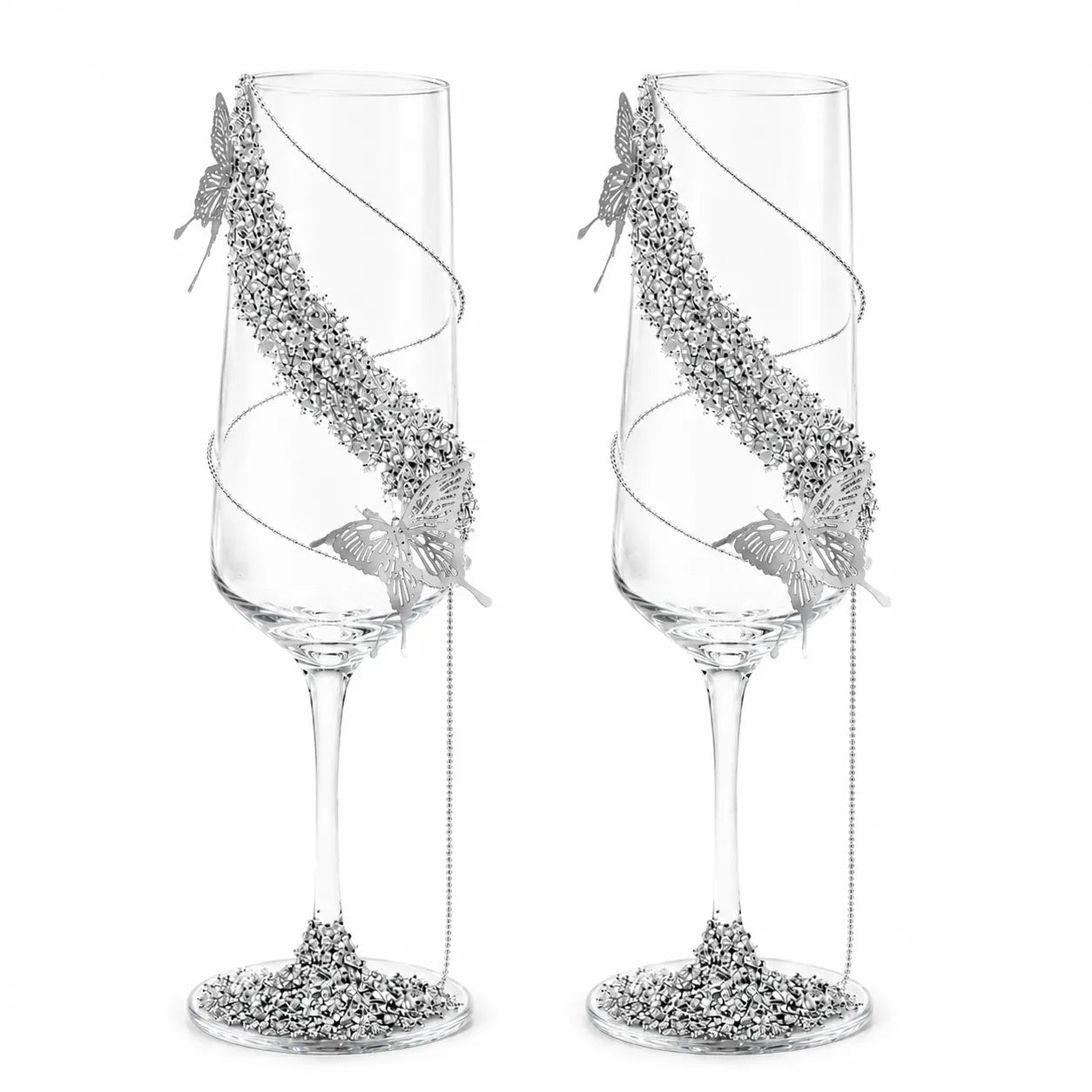 🔥 LAST DAY 50% OFF 🔥 DIY Crystal Rhinestone Butterfly Toast Champagne Flute Kit ✨
