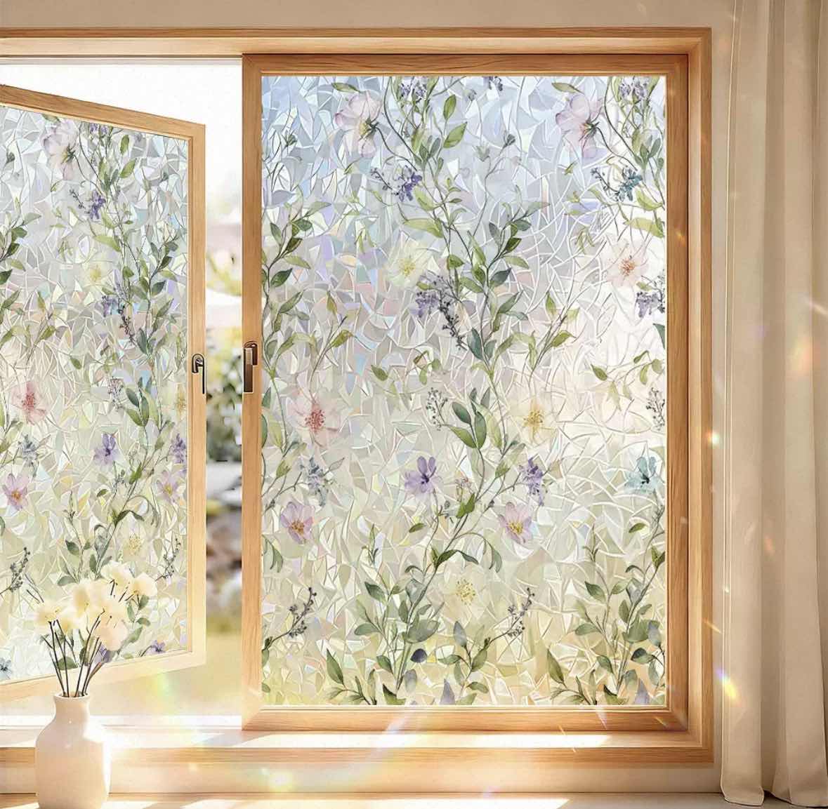 🔥Last Day 65%OFF🌸Floral Static Cling Window Film – No Glue Decorative Privacy Glass Sticker🪟
