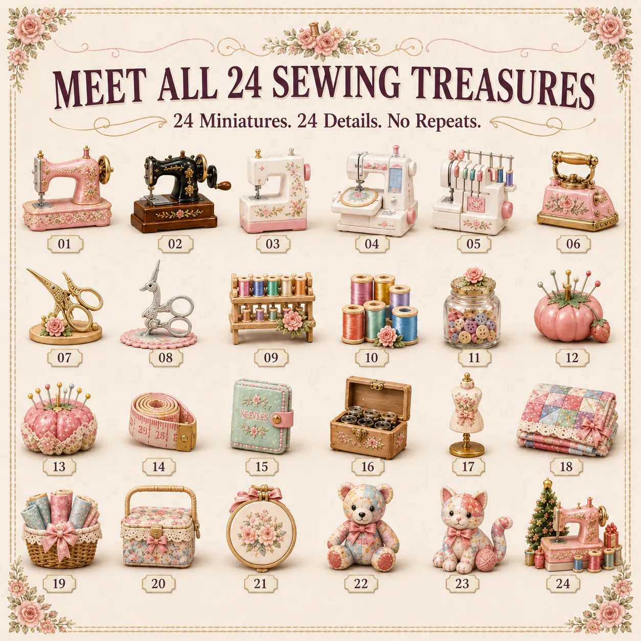🔥LAST DAY 50% OFF🔥🧵24 Days Of Sewing Magic Advent Calendar | 24 Sewing-Inspired Miniatures for Craft Lovers, Quilters & Handmade Enthusiasts 🎁