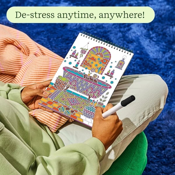 🔥LAST DAY 50% OFF 🌿 Trace-By-Groove Guided Flow Art Coloring Pad with Double-Sided Markers 🎨