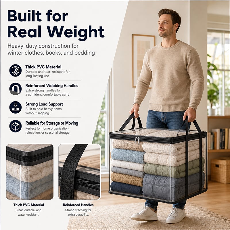 🎁 Hot Sale 49% OFF📦Large Heavy-Duty Thick Plastic Clear Storage Bag for Clothes, Moving & Storage