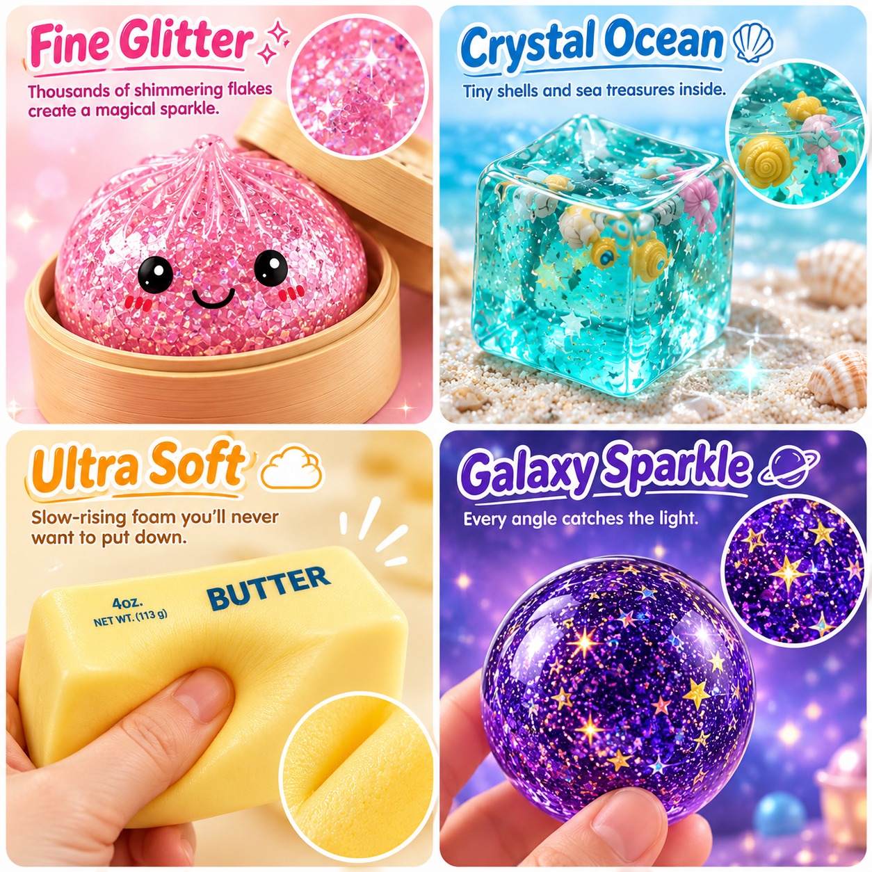 Mystery Squishy Gift Box 8Pcs Sensory Stress Relief Fidget Toys for Kids & Adults