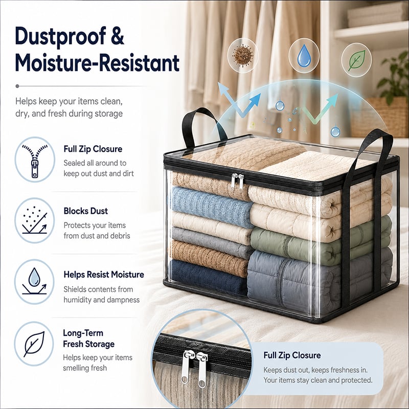 🎁 Hot Sale 49% OFF📦Large Heavy-Duty Thick Plastic Clear Storage Bag for Clothes, Moving & Storage