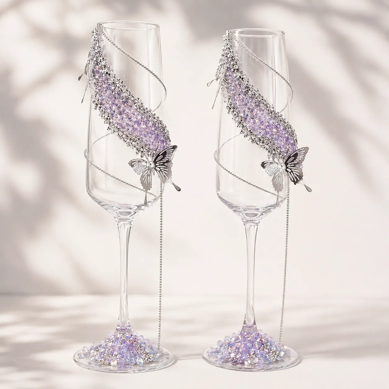 🔥 LAST DAY 50% OFF 🔥 DIY Crystal Rhinestone Butterfly Toast Champagne Flute Kit ✨