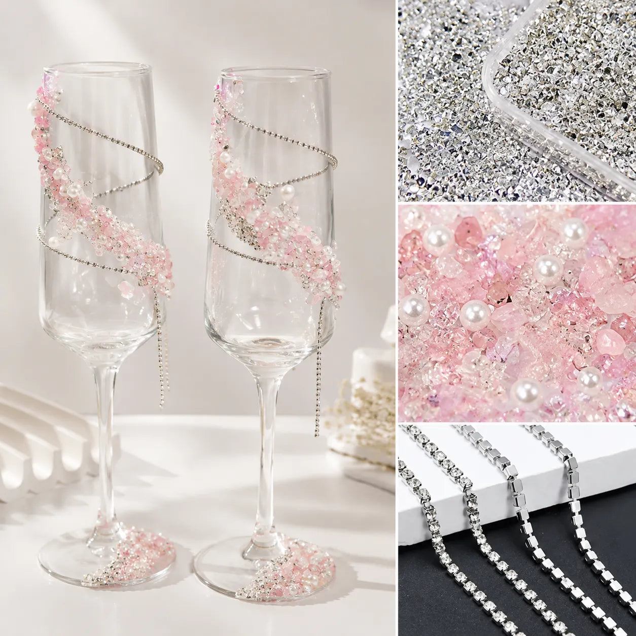 🔥 LAST DAY 50% OFF 🔥 DIY Crystal Rhinestone Butterfly Toast Champagne Flute Kit ✨
