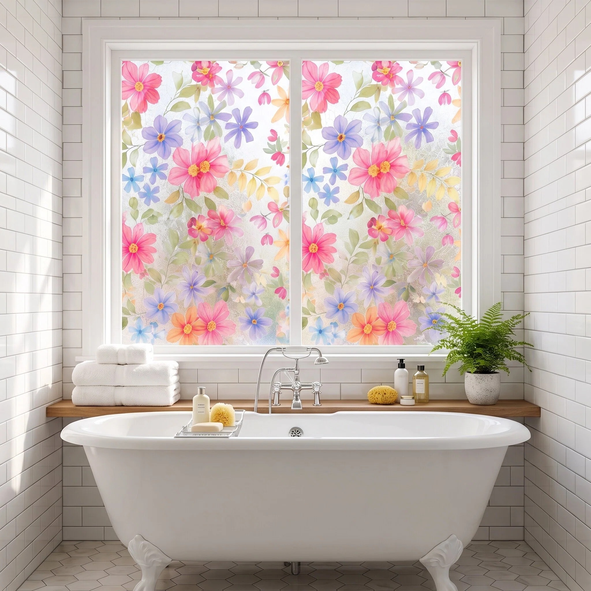 🌸Water-Activated Floral Static Window Clings🪟