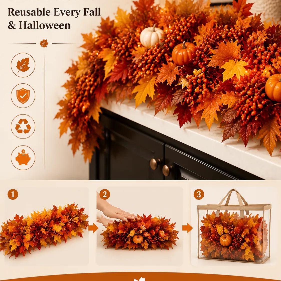 Luxury Fall Leaf Garland – Bring Warm Autumn Charm Into Your Home 🍂