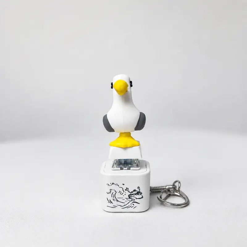 🔊🐦 Seagull MINE! Button Keychain-Real Sound & LED Light