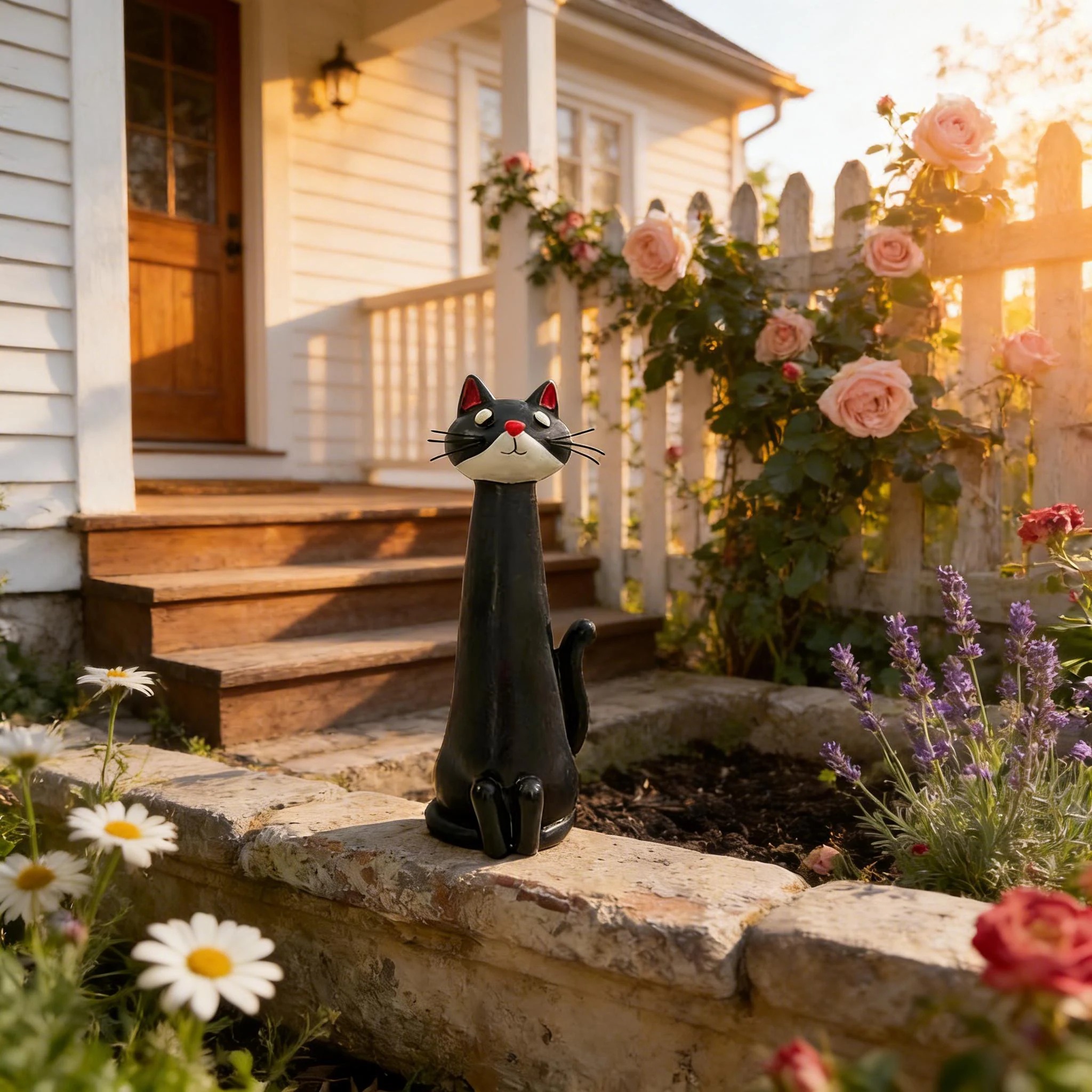 Hand-Painted Resin Cat Vase 🐱
