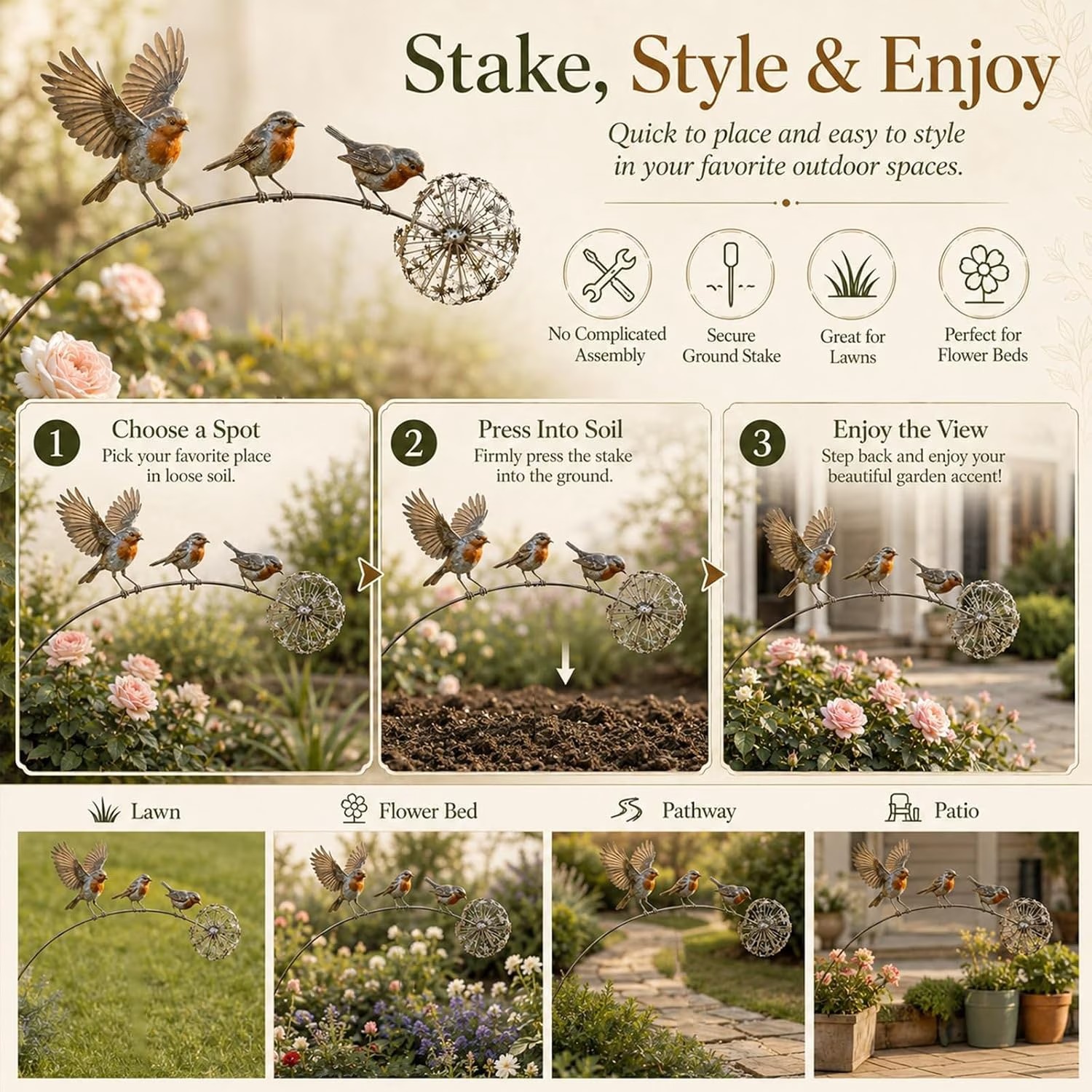 🎁Last Day 50% OFF🕊️Robin Memorial Garden Stake – “Loved Ones Are Near”