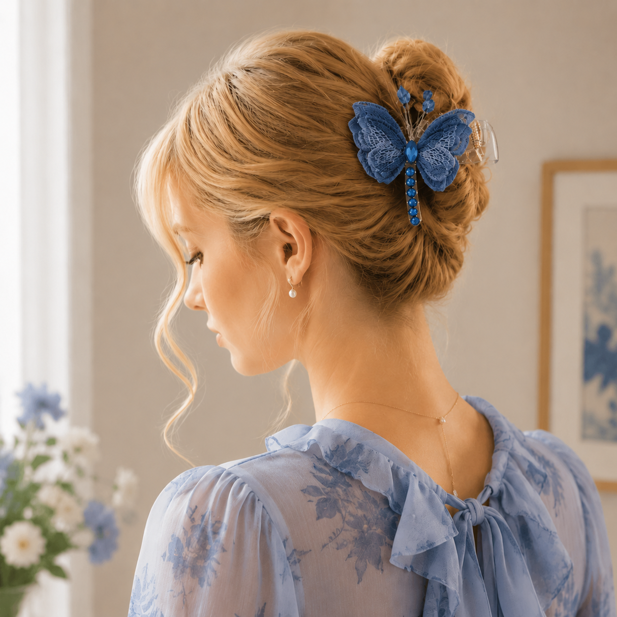 🦋 LAST DAY SALE 65% OFF ✨ Vintage Butterfly Embroidery Hair Clip – Handmade Elegant Hair Claw For Women