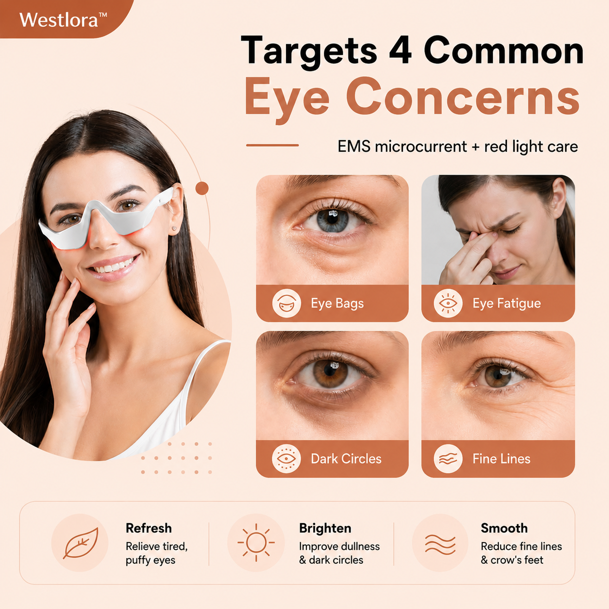 🔥LAST DAY SALE 65%OFF🤩-EMS Red Light Eye Massager for Tired Eyes, Dark Circles & Fine Lines