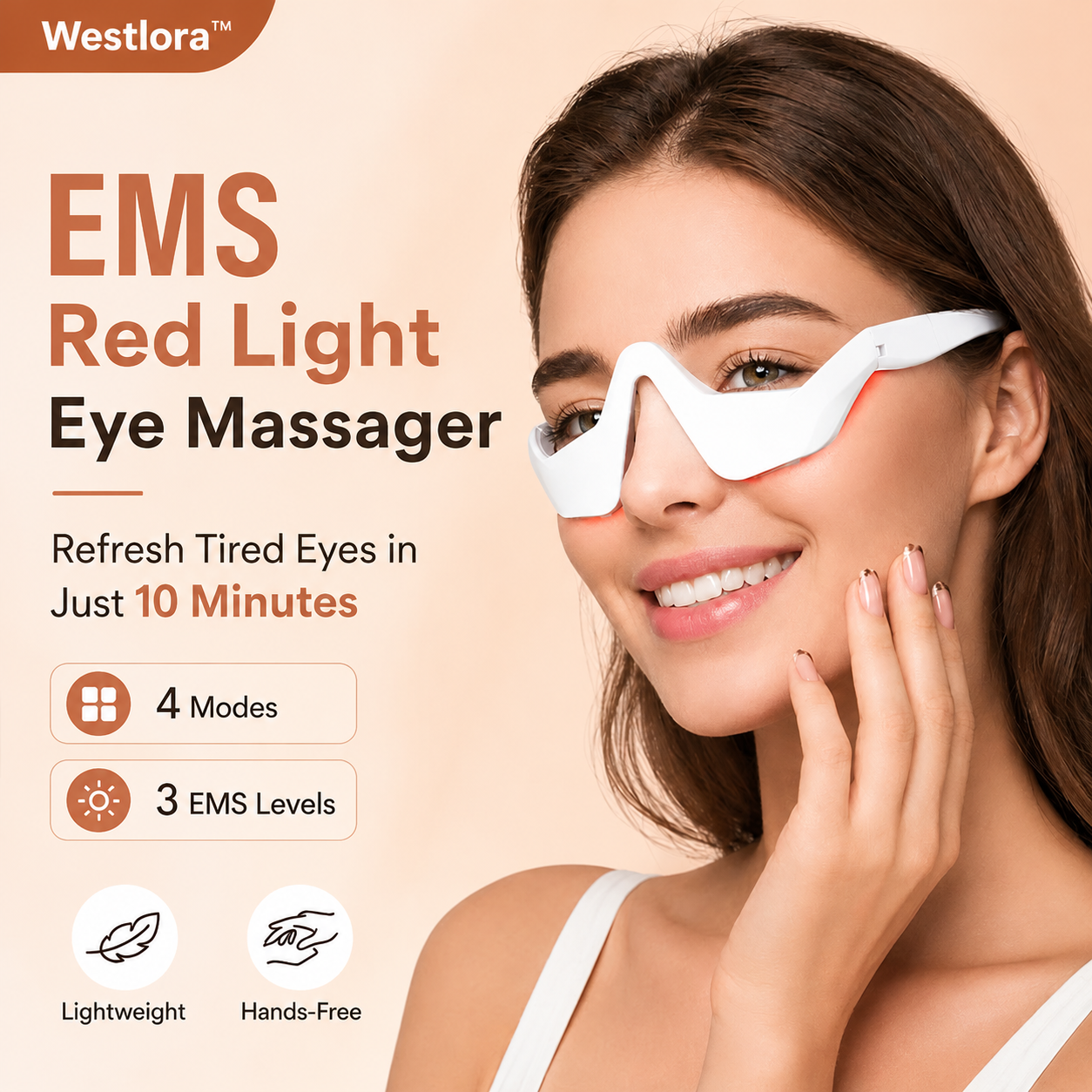 🔥LAST DAY SALE 65%OFF🤩-EMS Red Light Eye Massager for Tired Eyes, Dark Circles & Fine Lines