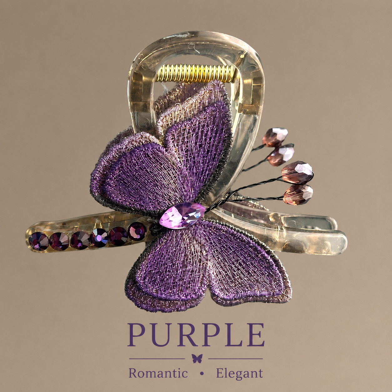 🦋 LAST DAY SALE 65% OFF ✨ Vintage Butterfly Embroidery Hair Clip – Handmade Elegant Hair Claw For Women