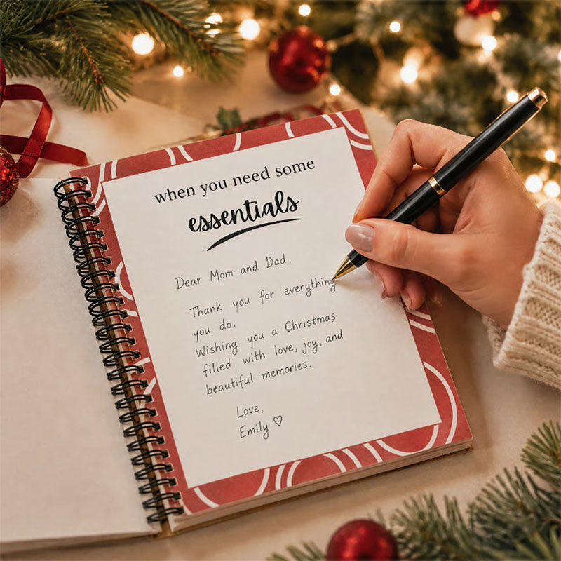 Filling a Christmas gift card keepsake book