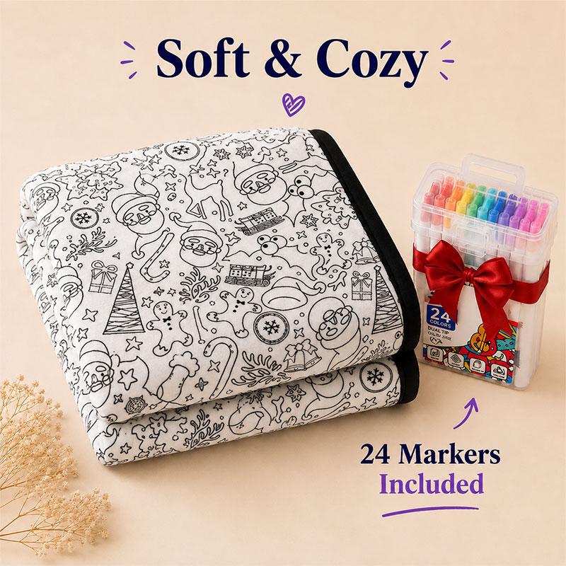 🎨 60% OFF ✨ Create Your Own Cozy Blanket – 24 Markers Included | New Christmas Edition 🎄