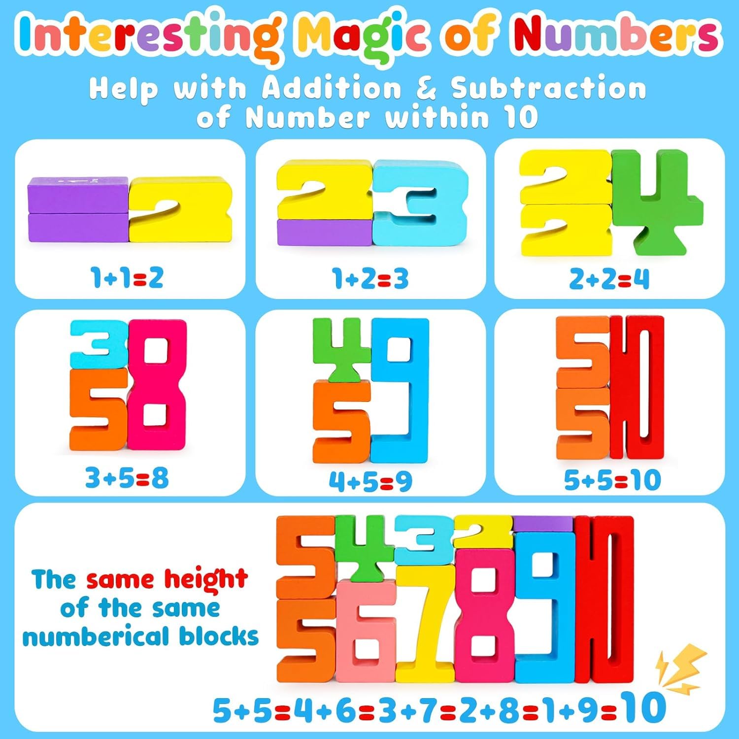 🌟 TallyTots Educational Wooden Blocks - Learn Numbers & Build Creativity🌈