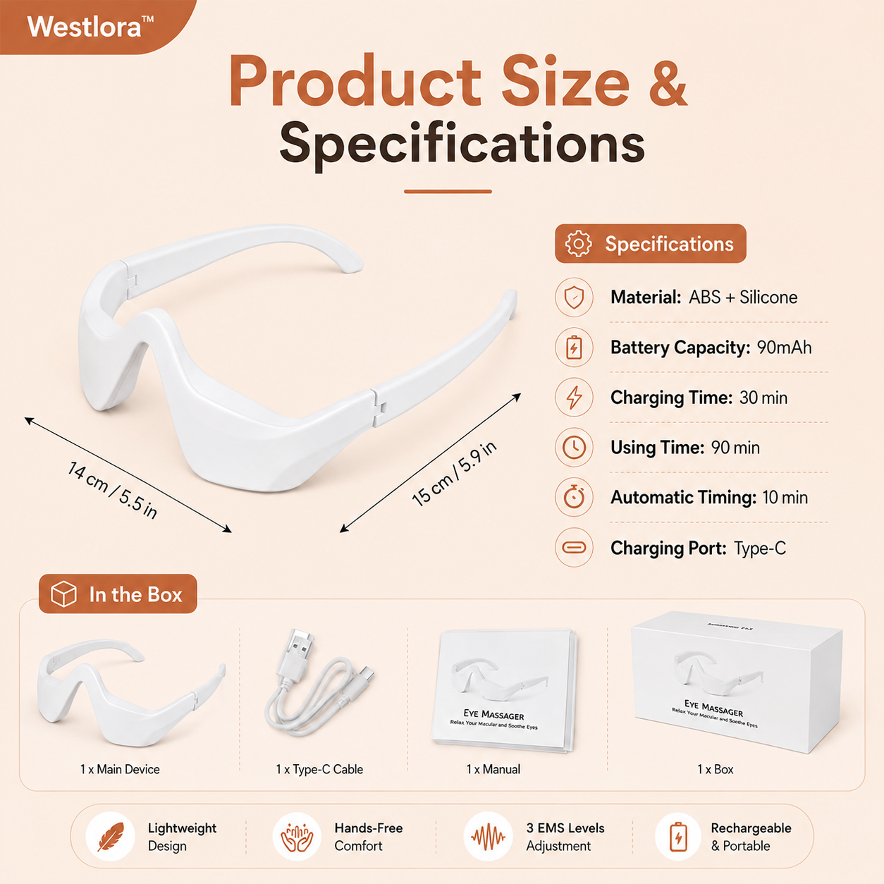 🔥LAST DAY SALE 65%OFF🤩-EMS Red Light Eye Massager for Tired Eyes, Dark Circles & Fine Lines