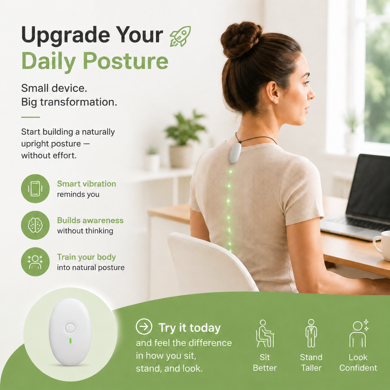 🔥 70% OFF TODAY-Smart Posture Corrector Device – 🧠Real-Time Slouch Detection Vibrator 