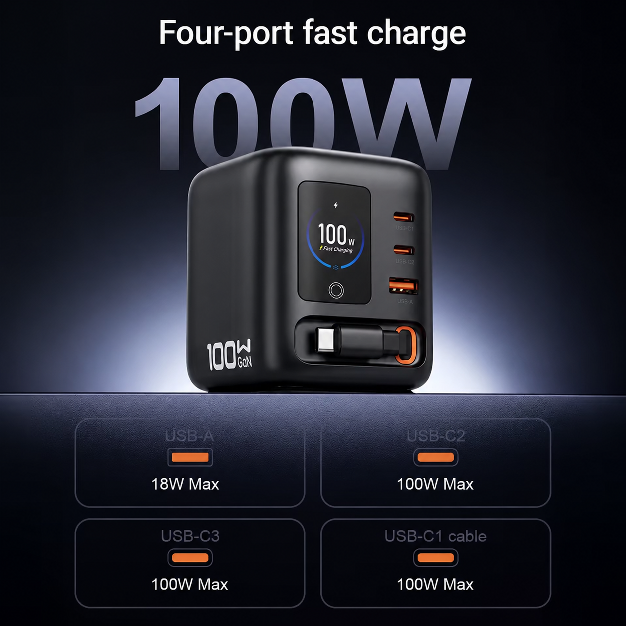 🔖60% OFF Limited Deal-🔋100W Smart Desktop Charging Station with HD Display & Retractable Cable📢