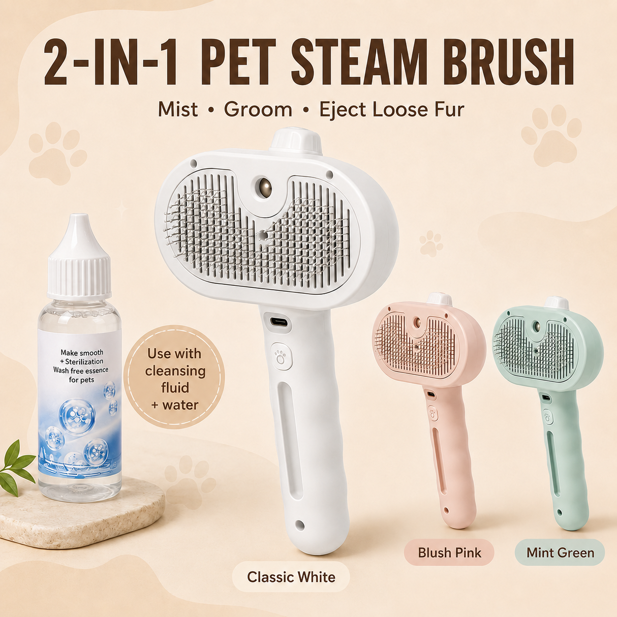 🐾65% OFF Today | 🐶2-in-1 Pet Grooming Brush + No-Rinse Serum Set