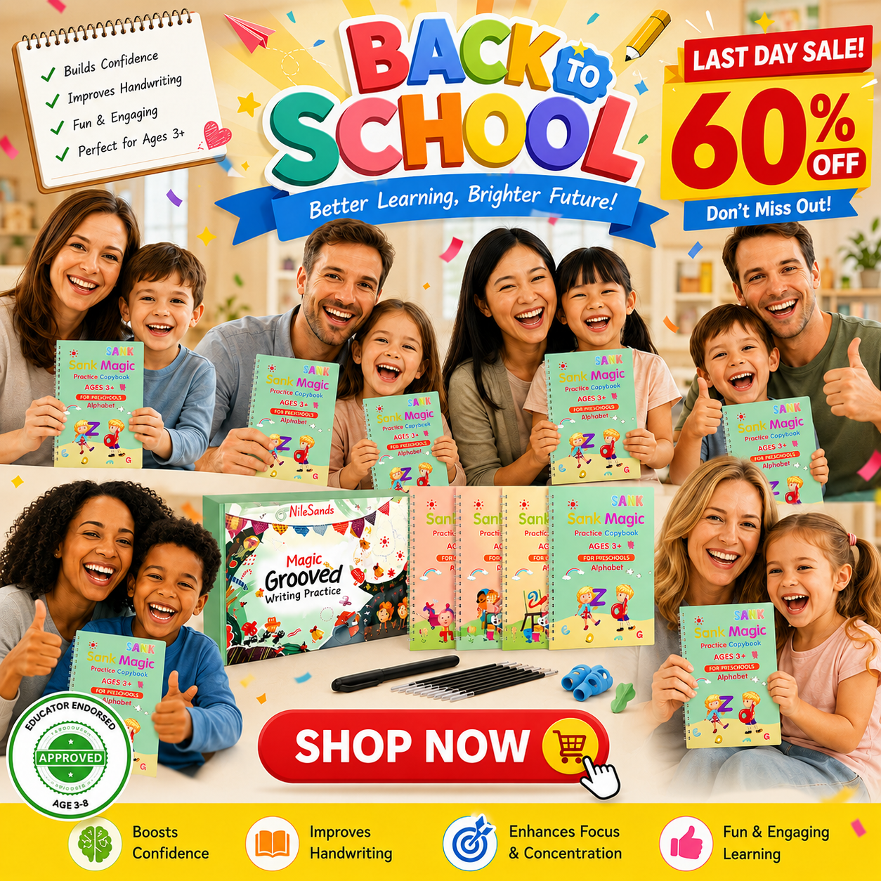 💥LAST DAY SALE 60%OFF📚MagicBook | Kids Practice Copybook Set (4Pcs/Set)