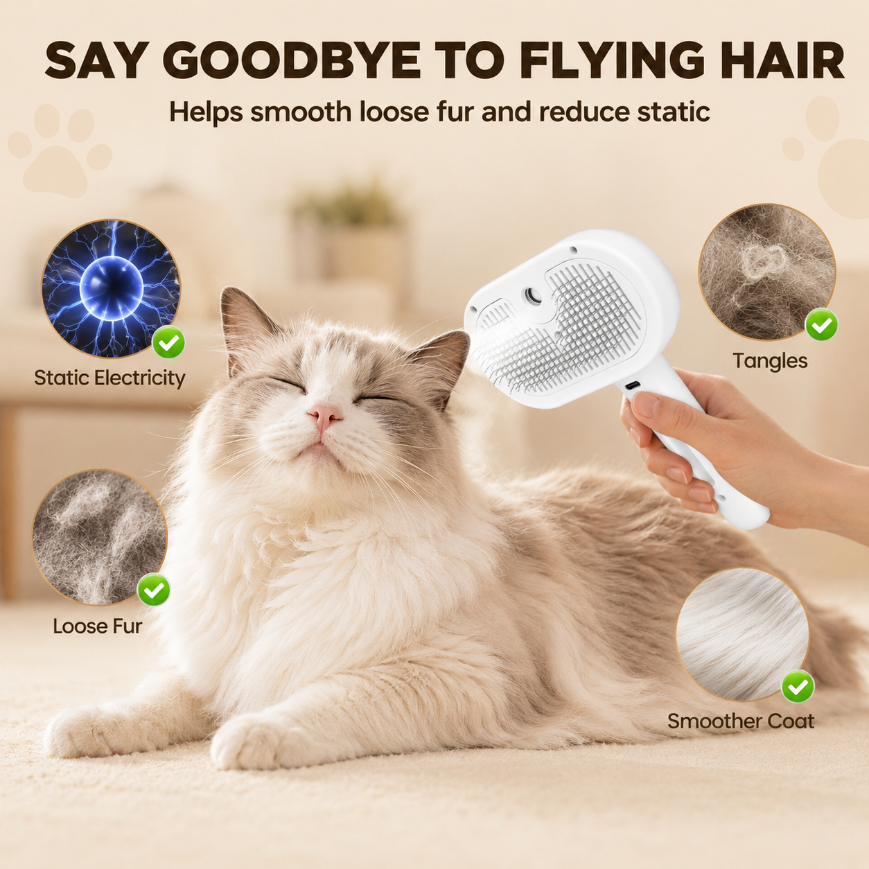 🐾65% OFF Today | 🐶2-in-1 Pet Grooming Brush + No-Rinse Serum Set